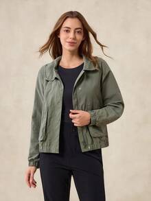 OutZeal 休闲拉链夹克，带口袋和插肩袖，百搭