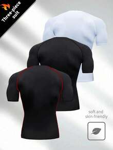 Gym Rark Áo thun thể thao nam dáng ôm, thoáng khí, thân thiện với da, cổ tròn, kiểu dáng nén, thích hợp cho phòng tập gym. - màu đen - Xem 2