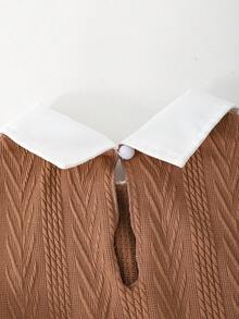 Young Girls Elegant Long Sleeve Co-Ords With Collar Bow Tie And Pearl Embellishments - Multicolor - View 9