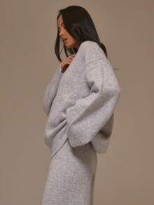 MUSERA Knit Oversized Jumper Cool Girl, Streetstyle, Cute, , , Winter Spring Sweater Vacation - Blue - View 3