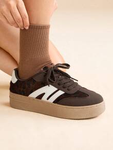 CUCCOO EASI Zapatillas deportivas casuales con cordones y estampado de leopardo, aptas para primavera y otoño - Multicolor - Ver 7