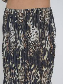 COUREZ Falda larga asimétrica con estampado de leopardo en malla, para fiesta, salida, sexy y elegante, estilo Y2K primaveral para mujer - Marrón Mocha - Ver 7