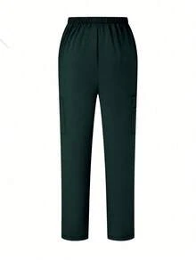 TaskEZ 手术服套装：V领短袖上衣和裤子，适合医护人员的手术服 - 墨綠色 - 查看 6