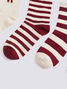 Loungeista 5双新款安哥拉红袜子，透气吸湿排汗中筒袜，男女通用，适合圣诞节、秋季 - 彩色 - 查看 5