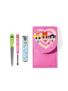 THE POWERPUFF GIRLS X SHEIN 4pcs Portable Nail Clipper Set With Storage Bag,Premium Stainless Steel Manicure Set ,Professional Beauty Kit Includes Nail Clipper & Portable Nail File & Ear Pick, Personal Care Set For Travel Or Home Use,Durable, Salon-Quality Tools For Easy At-Home Grooming.Pink.Y2K,Gift Ideas - Baby Pink - View 4