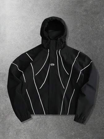 Chaqueta y abrigo para hombre, chaqueta cortavientos de motocicleta con estampado en inglés de diseño americano de calle y sentido