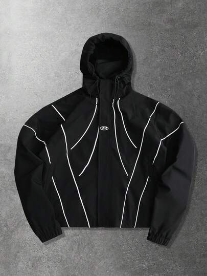 Veste et manteau pour hommes, veste coupe-vent de style moto avec imprimé anglais et design américain de rue