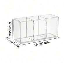 1PC Transparent Acrylic Cosmetic Brush Holder, Desktop Vanity Organizer For Lipstick, Eyebrow Pencil, Skin Care Products And Makeup Mirror - transparent - View 12