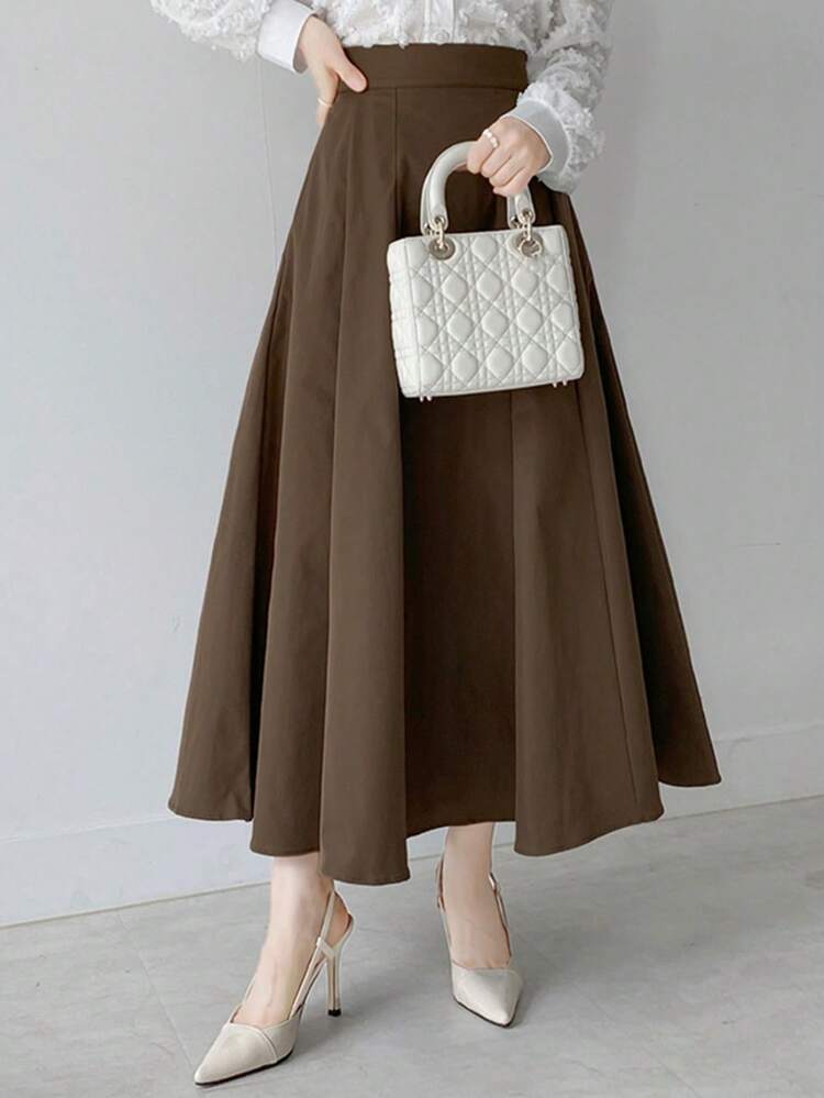 High Waist A-Line Skirt, Slimming Flared Skirt, Office Wear Suit Skirt For Women