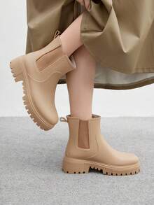 CUCCOO BIZCHIC 女士舒适百搭时尚厚底雨靴 - 卡其色 - 查看 3