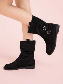 CUCCOO DOLLMOD Women's Retro Suede Buckle Ankle Boots, High-Quality Ankle Boots - Black - View 5