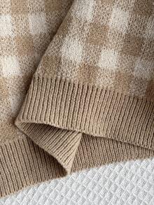 Sparklyn 两件套女童针织套装，粉色可爱刺绣兔子格子毛衣+针织迷你裙，少女长袖V领套头衫，秋冬季休闲优雅风