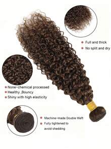 Chocolate Brown Kinky Curly Human Hair 1 Bundles 100% Brazilian Virgin Human Hair Weave Remy Human Extensions #4