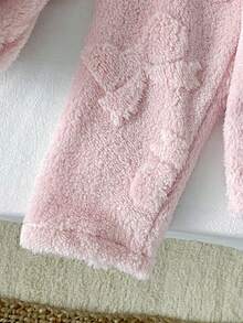 2件套保暖加厚提花法兰绒少女加厚粉色冬季长袖上衣和裤子睡衣套装 - 粉色 - 查看 8