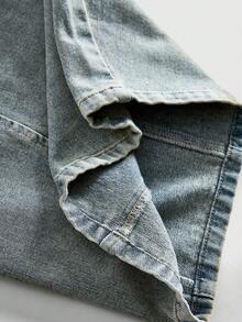 ROMWE MEN Street Life Men's Relaxed Fit Wide Leg Casual Jeans - Light Wash - View 8