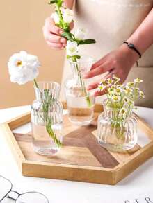 1入迷你透明玻璃花瓶植物瓶創意水耕容器玻璃花瓶家居房間裝飾 - 無色 - 查看 2