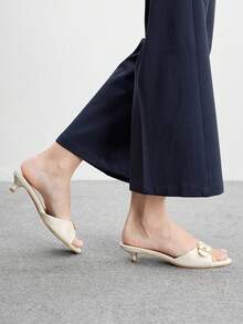 CUCCOO BIZCHIC Women's Buckle Design Fashion Daily Wear Stiletto Slide Sandals For Christmas Valentine's Day