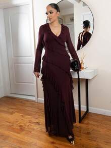 Melissa Matos Váy Maxi Tay Dài Xếp Nếp Lãng Mạn, Váy Nữ Thanh Lịch Mùa Thu Cho Ngày Lễ Tình Nhân, Ngày Lễ, Những Dịp Trang Trọng, Váy Midi Cho Mùa Hè, Váy Thường Ngày, Váy Cưới, Váy Sinh Nhật, Váy Dạ Hội Cho Mùa Thu & Hè - màu nâu - Xem 6