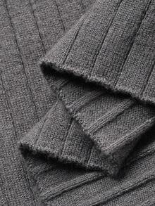 FRIFUL pull casual ajusté à manches longues, col et poignets contrastés, col rond, côtelé. Polyvalent pour l'automne/l'hiver - Gris - Voir 7