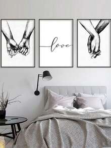 3Pcs/Set Hand In Hand Sweet Love Minimalist Home Decoration Wall Art Poster Canvas Print For Living Room Bedroom 3 Sizes Gifts Birthday Graduation - Multicolor - View 21