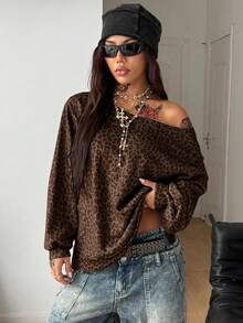 Coolane Áo nỉ một vai họa tiết tên địa danh thường ngày thu/đông dành cho nữ - màu nâu - Xem 5