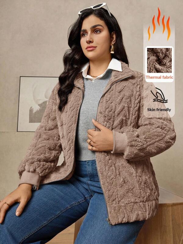 Zelara Plus Size Women'S Fall And Winter Outfits For Women Coffee Brown Double-Sided Coral Halloween Old Money Style Women Costumes Gothic Plus Size Women Halloween Costumes Women Fleece Hooded Long-Sleeved Jacket For Autumn And Winter Plus Size Jacket Outerwear Women Plus Size Winter Clothes Plus Size Thermal Jacket Plus Size Fuzzy Jacket Knitted Cardigan For Women Cardigan Plus Size Thermal Jacket Women Plush Jacket Skin-Friendly Jacket