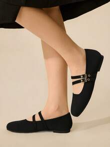 CUCCOO BASICS 女士时尚玛丽珍圆头平底鞋 - 黑色 - 查看 2