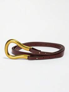 Aloruh 1 pieza Cinturón de traje de mujer, cinturón decorativo de hebilla de herradura versátil y ancha para falda, verano, escuela, otoño, Halloween - Café - Ver 4
