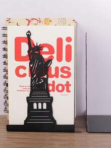 Creative Metal Bookend - Iron Art Hollow-Out Design Book Organizer, Unique Bookshelf Stopper - Black - View 18