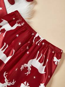 女童圣诞驯鹿印花长袖开衫和裤子两件套睡衣 - 彩色 - 查看 5