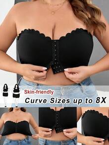 SHEIN CURVE+ Curve 大码/秋装/秋季女装/女冬装/冬装大码女式前扣短款上衣，性感修身吊带背心女秋装，冬季，CURVE PLUS - 黑色 - 查看 1