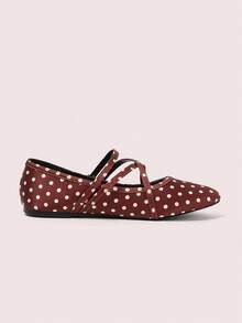 CUCCOO DOLLMOD Women's Polka Dot Pattern Buckle Design Casual Slip-On Shoes For Christmas - Brown - View 10