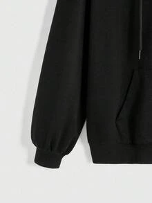 ROMWE Kawaii 哥特式黑猫十字弓图案拉链卫衣，带口袋。 - 黑色 - 查看 6