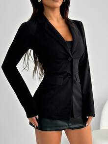 SHEIN SXY Kavaj med knappar och slag framtill - Svart - Visa 8