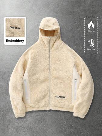 Street Life Herren Jacke und Mantel, Street Style amerikanische Fleece Patchwork Kapuzenjacke, Herbst/Winter