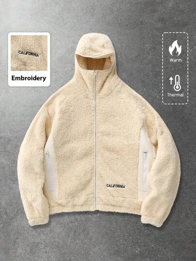 Street Life Veste et manteau pour hommes, style de rue, veste à capuche en patchwork de polaire américaine, automne/hiver