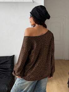 Coolane Áo nỉ một vai họa tiết tên địa danh thường ngày thu/đông dành cho nữ - màu nâu - Xem 7