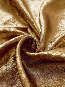 Franclia 优雅收腰交叉领长袖侧隐形拉链天鹅绒金色面料女式衬衫，秋冬 - 金色 - 查看 6