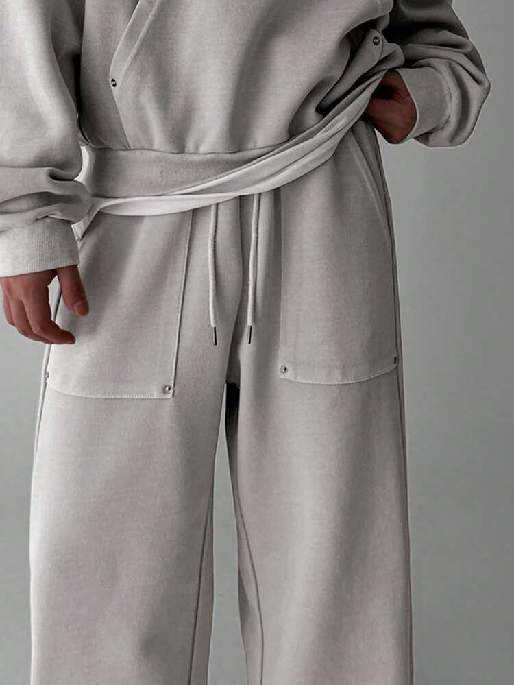 Men's Thick Grey Hoodie Set, Autumn/Winter