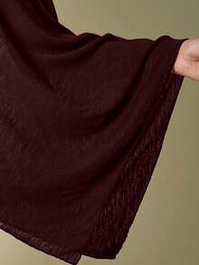 Y2Kool BiGraphic 酒红色镂空针织罩衫，百搭女式秋冬上衣，针织衫，露肩上衣，蝙蝠袖上衣 - 酒紅色 - 查看 6