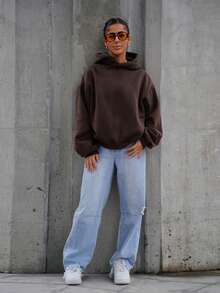 SAYEHFBABY Hanorac cu imprimeu grafic, trening, doar toamnă, pulover confortabil, drăguț, casual, cafenea, club, iarnă, Crăciun - Maro - Vizualizare 6