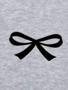 Sparklyn 2件套少女时尚蝴蝶镂空印花舒适保暖套装，圆领短款卫衣和运动裤 - 灰色 - 查看 4