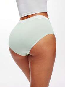 LUVLETTE 3-Pack Soft Cotton Basic Floral Print Lace Trim Mid-Waist Underwear Briefs