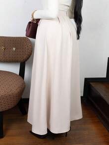 Melissa Matos Saia feminina casual francesa, simples, romântica e elegante, saia branca para formatura, roupa de verão - Damasco - Ver 2