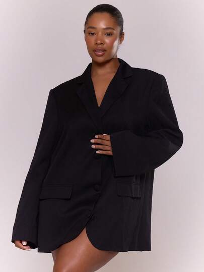 MUSERA Plus Size Curve Oversized Blazer Jacket Work, Going Out, Flattering, , , ,  Party, Office, Everyday Valentines Day Spring Vacation