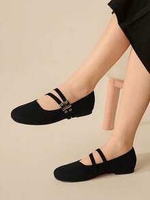 CUCCOO BASICS 女士时尚玛丽珍圆头平底鞋 - 黑色 - 查看 6