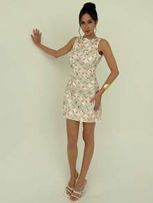 Aloruh Women's Sexy Open Back Sequin Mini Party Dress - Multicolor - View 5