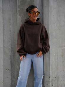 SAYEHFBABY Hanorac cu imprimeu grafic, trening, doar toamnă, pulover confortabil, drăguț, casual, cafenea, club, iarnă, Crăciun - Maro - Vizualizare 4