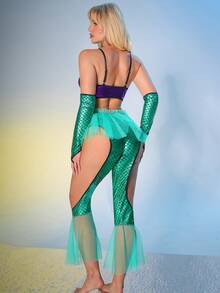 4件套性感美人鱼鳞片闪亮镂空女士内衣套装 - 彩色 - 查看 2