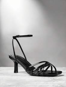 SHUZIA Women's Fashion Daily Versatile Crisscross Heeled Sandals - Black - View 1